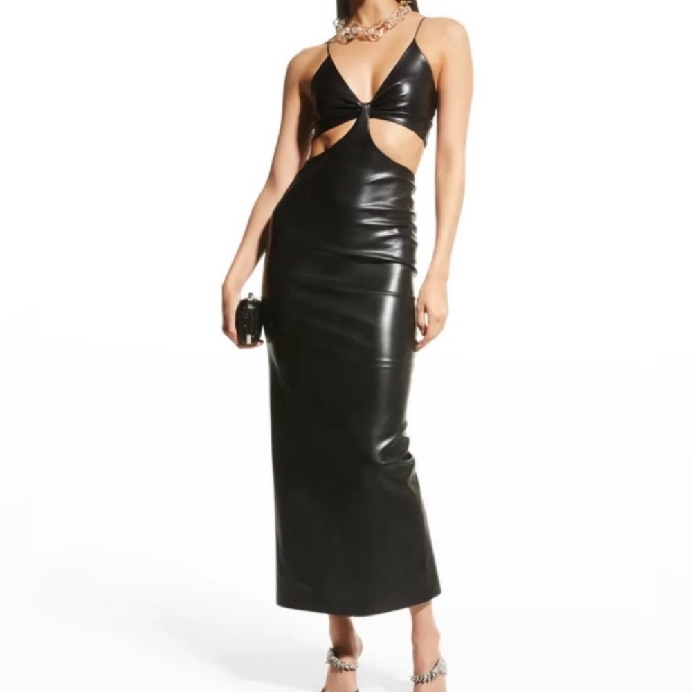 Alice + Olivia Vegan Black Leather Midi Dress *NEW W/ TAGS*